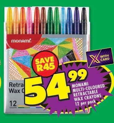 MONAMI MULTI-COLOURED RETRACTABLE WAX CRAYONS