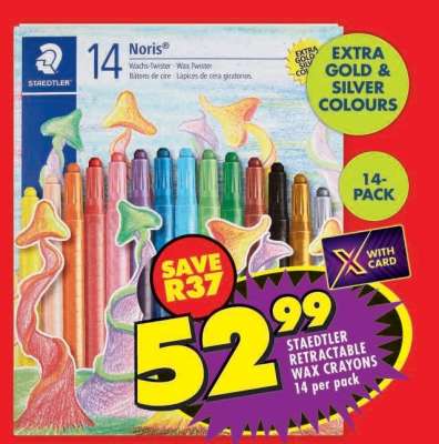 STAEDTLER RETRACTABLE WAX CRAYONS 14 per pack