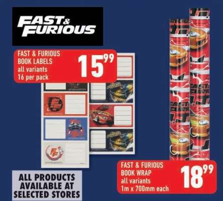 FAST & FURIOUS BOOK LABELS