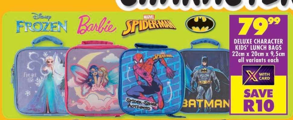 DELUXE CHARACTER KIDS’ LUNCH BAGS