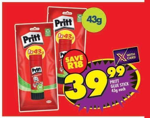 PRITT GLUE STICK 43g each