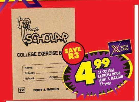 A4 COLLEGE EXERCISE BOOK FEINT & MARGIN 72-page