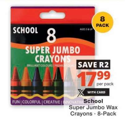 School Super Jumbo Wax Crayons - 8-Pack