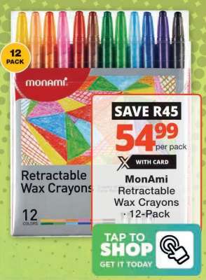 Monami Retractable Wax Crayons 12 Pack