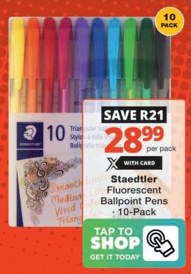 Staedtler Fluorescent Ballpoint Pens - 10-Pack