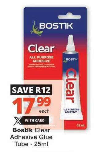 Bostik Clear Adhesive Glue Tube