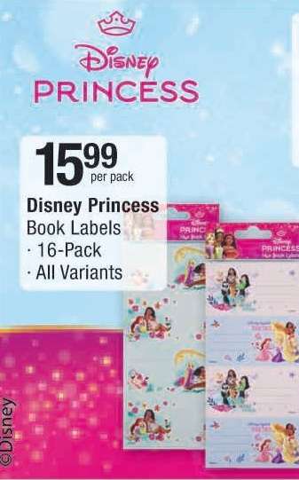 Disney Princess Book Labels