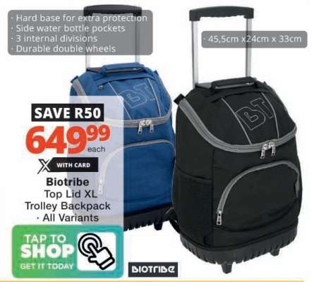 Biotribe Top Lid XL Trolley Backpack
