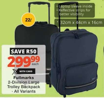 Fullmarks 2-Division Large Trolley Backpack