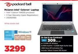 Packard Bell Mclaren Intel Celeron Laptop
