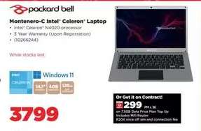 Packard Bell Montenero-C Intel Celeron Laptop