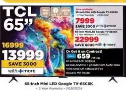 TCL 65-Inch Mini LED Google TV-65C6K