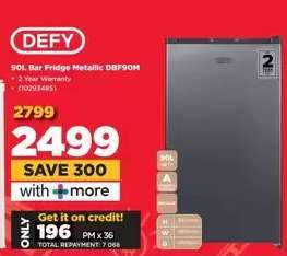 DEFY 90L Bar Fridge Metallic DBF90M