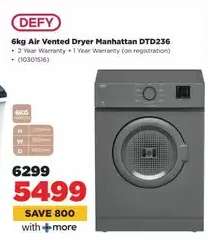 Defy 6kg Air Vented Dryer Manhattan DTD236