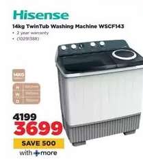 Hisense 14kg TwinTub Washing Machine WSCF143