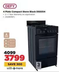 DEFY 4 Plate Compact Stove Black DSS554