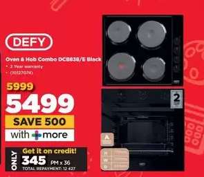 DEFY Oven & Hob Combo DCB838/E Black