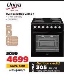 Univa Oven Solid Hob U336B-1