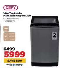 DEFY 14kg Top Loader Manhattan Grey DTL160