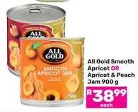 All Gold Smooth Apricot OR Apricot & Peach Jam 900 g