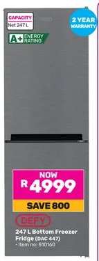 DEFY 247 L Bottom Freezer Fridge (DAC 447)