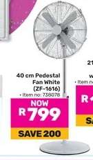 40 cm Pedestal Fan White (ZF-1616)