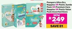 Pampers Ultra Dry Nappies OR Pants Jumbo Pack OR Premium Care Nappies OR Pants Value Pack