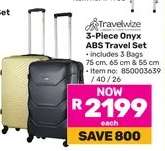 Travelwize 3-Piece Onyx ABS Travel Set