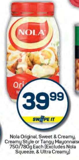 Nola Original, Sweet & Creamy, Creamy Style or Tangy Mayonnaise