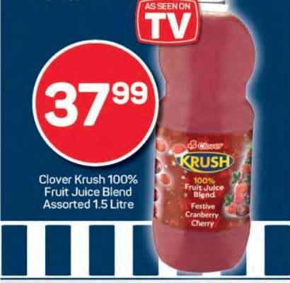 Clover Krush 100% Fruit Juice Blend Assorted 1.5 Litre
