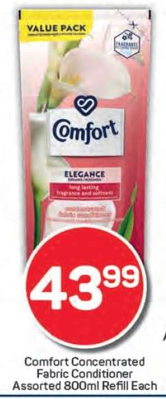 Comfort Concentrated Fabric Conditioner Assorted 800ml Refill Each