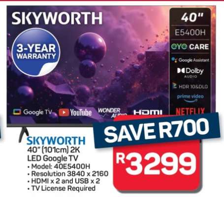 SKYWORTH 40" 2K LED Google TV