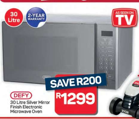 DEFY 30 Litre Silver Mirror Finish Electronic Microwave Oven