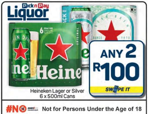 Heineken Lager or Silver