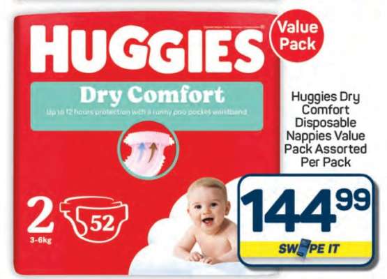 HUGGIES DRY COMFORT DISPOSABLE NAPPIES VALUE PACK