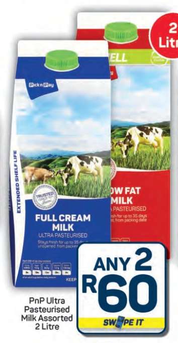 PnP Ultra Pasteurised Milk Assorted 2 Litre
