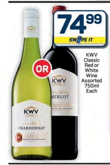 KWV Classic Red Or White Wine