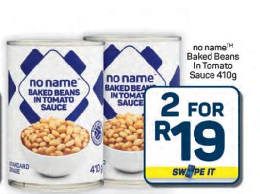 no name Baked Beans in Tomato Sauce 410g