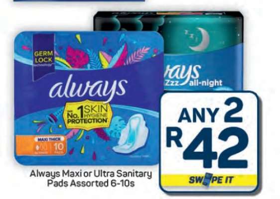 Always Maxi or Ultra Sanitary Pads