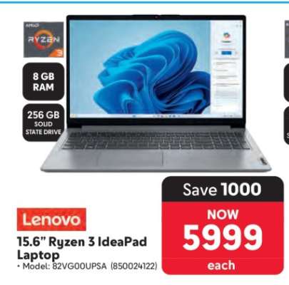 Lenovo 15.6” Ryzen 3 IdeaPad Laptop