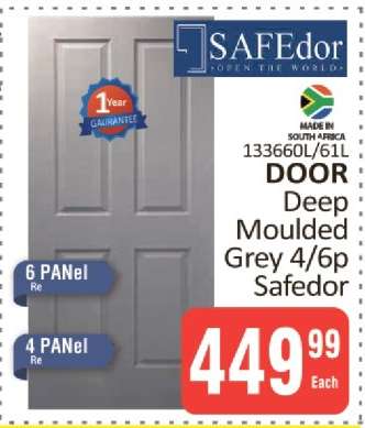 DOOR Deep Moulded Grey 4/6p Safedor