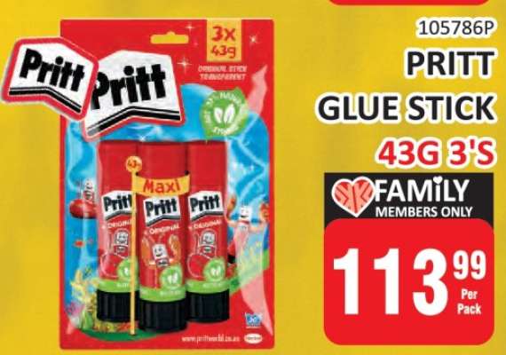 PRITT GLUE STICK 43G 3's
