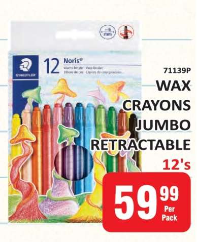 Staedtler Noris Wax Crayons Jumbo Retractable 12's