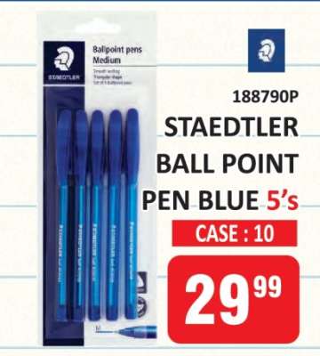 STAEDTLER BALL POINT PEN BLUE 5's