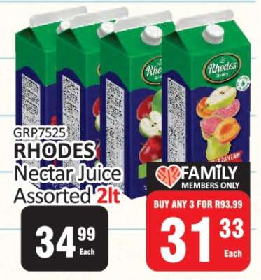 RHODES Nectar Juice Assorted 2lt