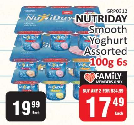 NUTRIDAY Smooth Yoghurt Assorted 100g 6s