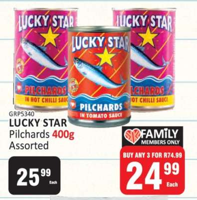 LUCKY STAR Pilchards 400g Assorted