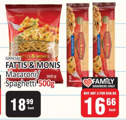 Fattis & Monis Macaroni/Spaghetti 500g