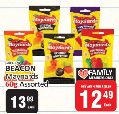 BEACON Maynards 60g Assorted