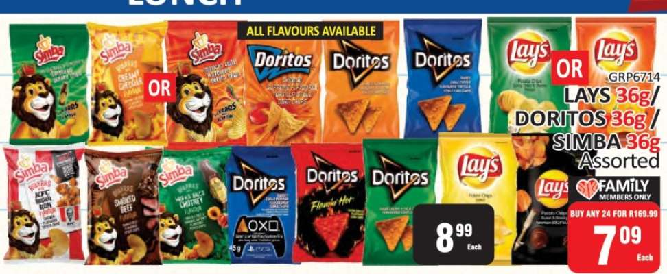 Lays 36g / Doritos 36g / Simba 36g Assorted